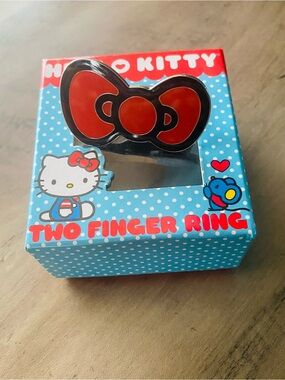 Loungefly Hello Kitty Red Bow Ring. Silver Sanrio Hello Kitty Two Finger Ring 🎀